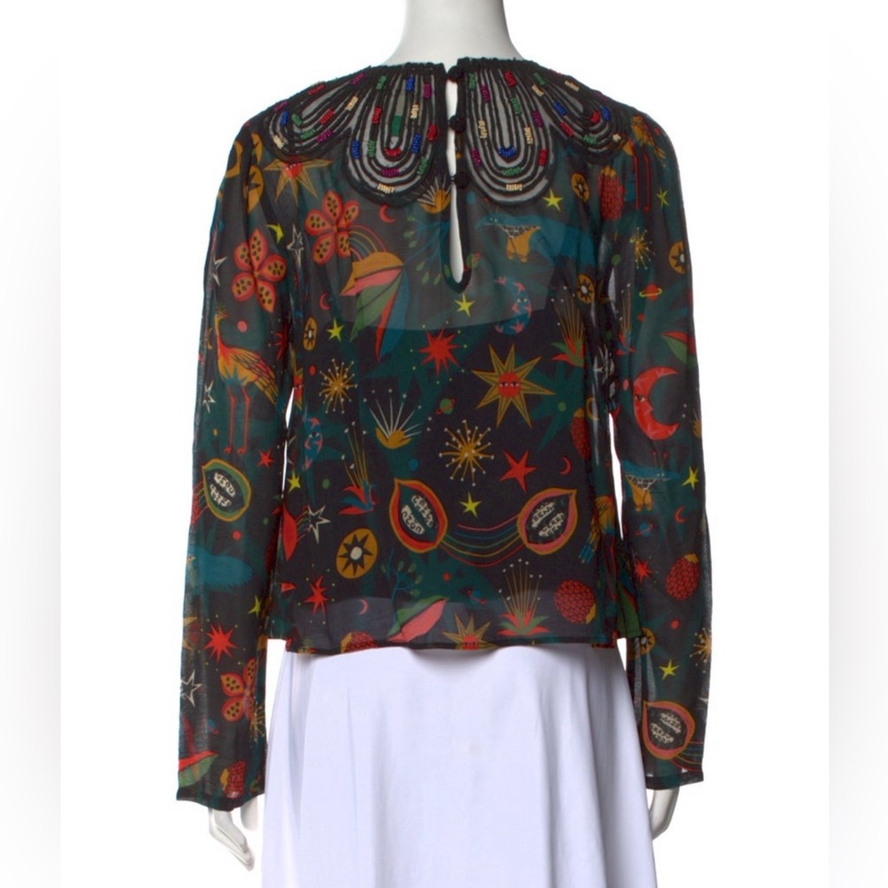 Farm Rio blouse with beadwork (last season) like new worn once size M 8 - Picture 9 of 10
